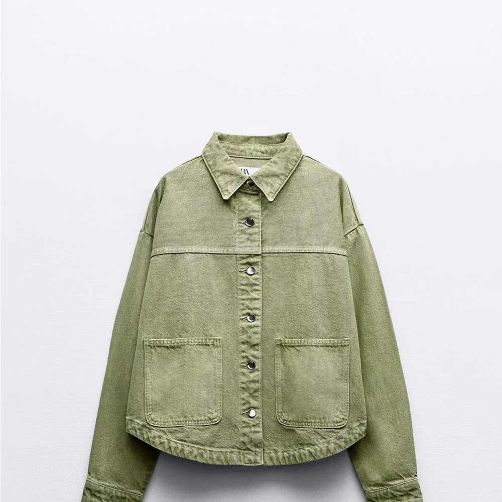 Zara Olive Green Women's Denim Jacket